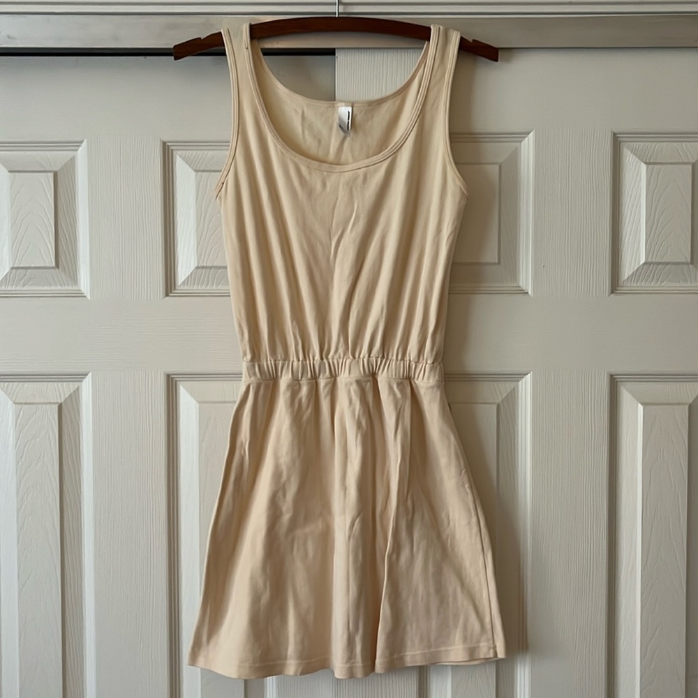 American Apparel Cream/peach Cotton Dress Mini Tanktop High Waisted